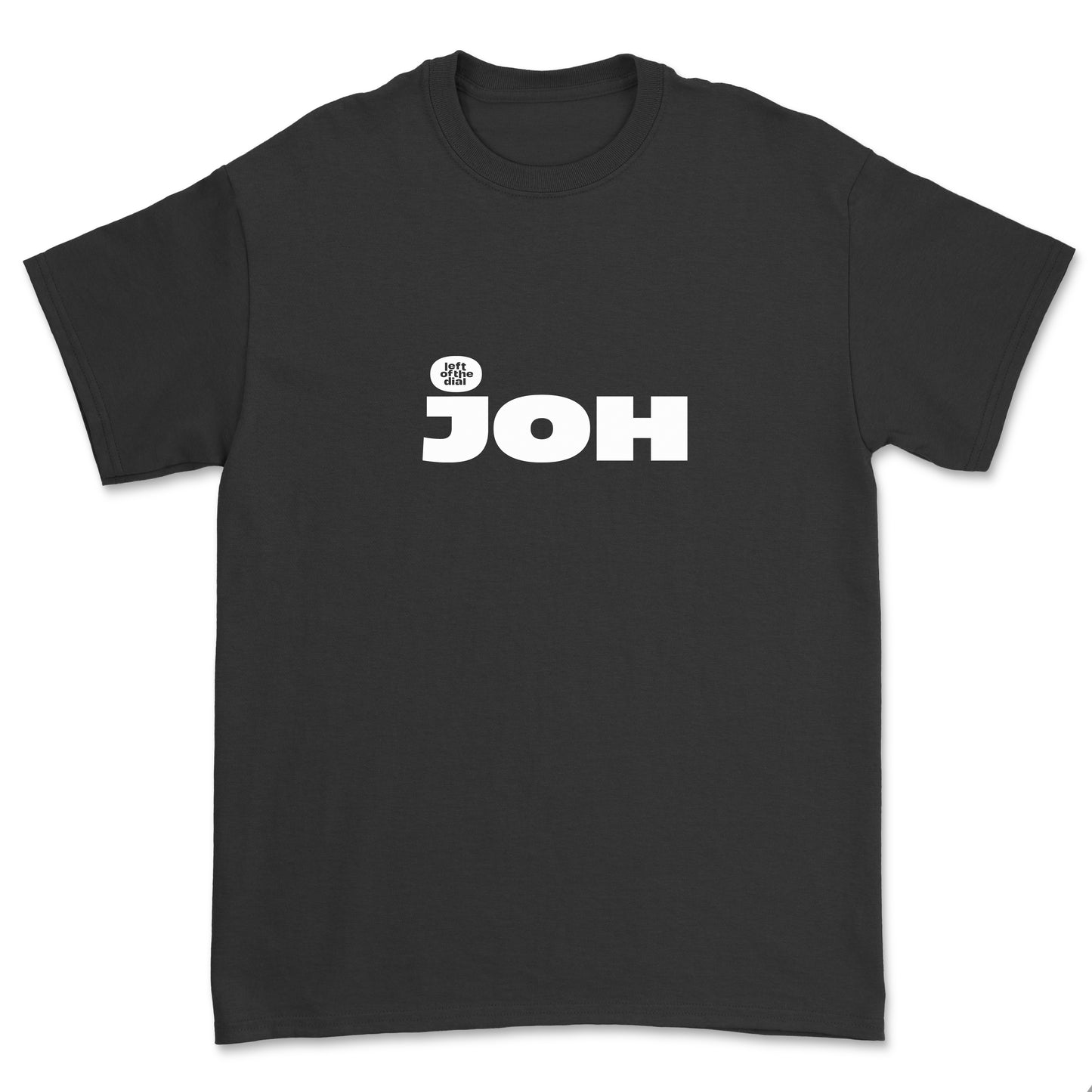 T-shirt 'Left of the Dial' • JOH groot wit Logo