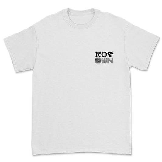 T-shirt 'Rotown Letters' • Klein zwart logo borst