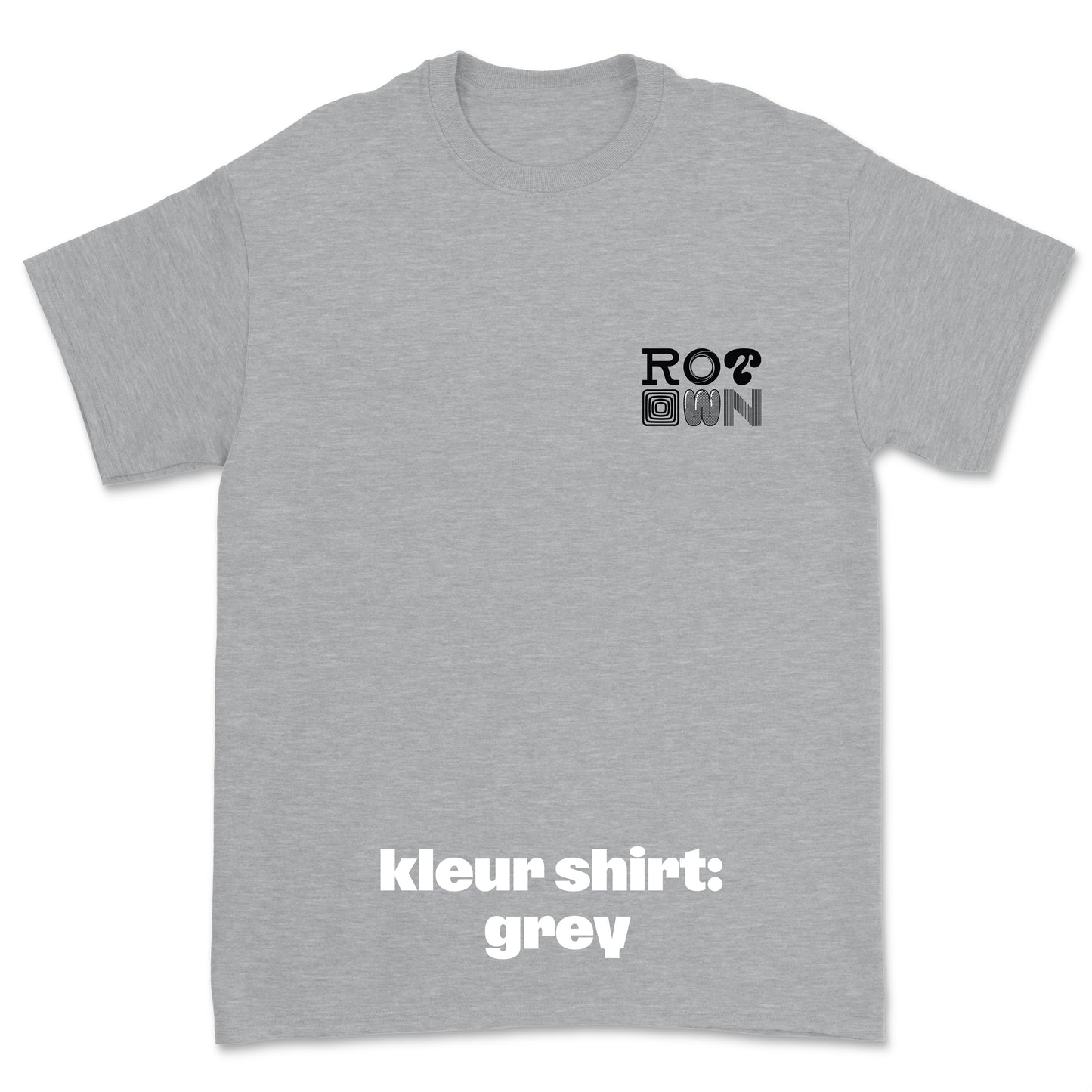 T-shirt 'Rotown Letters' • Klein zwart logo borst