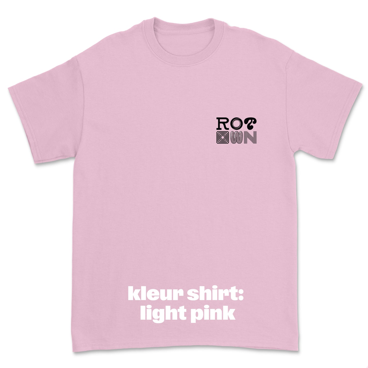 T-shirt 'Rotown Letters' • Klein zwart logo borst