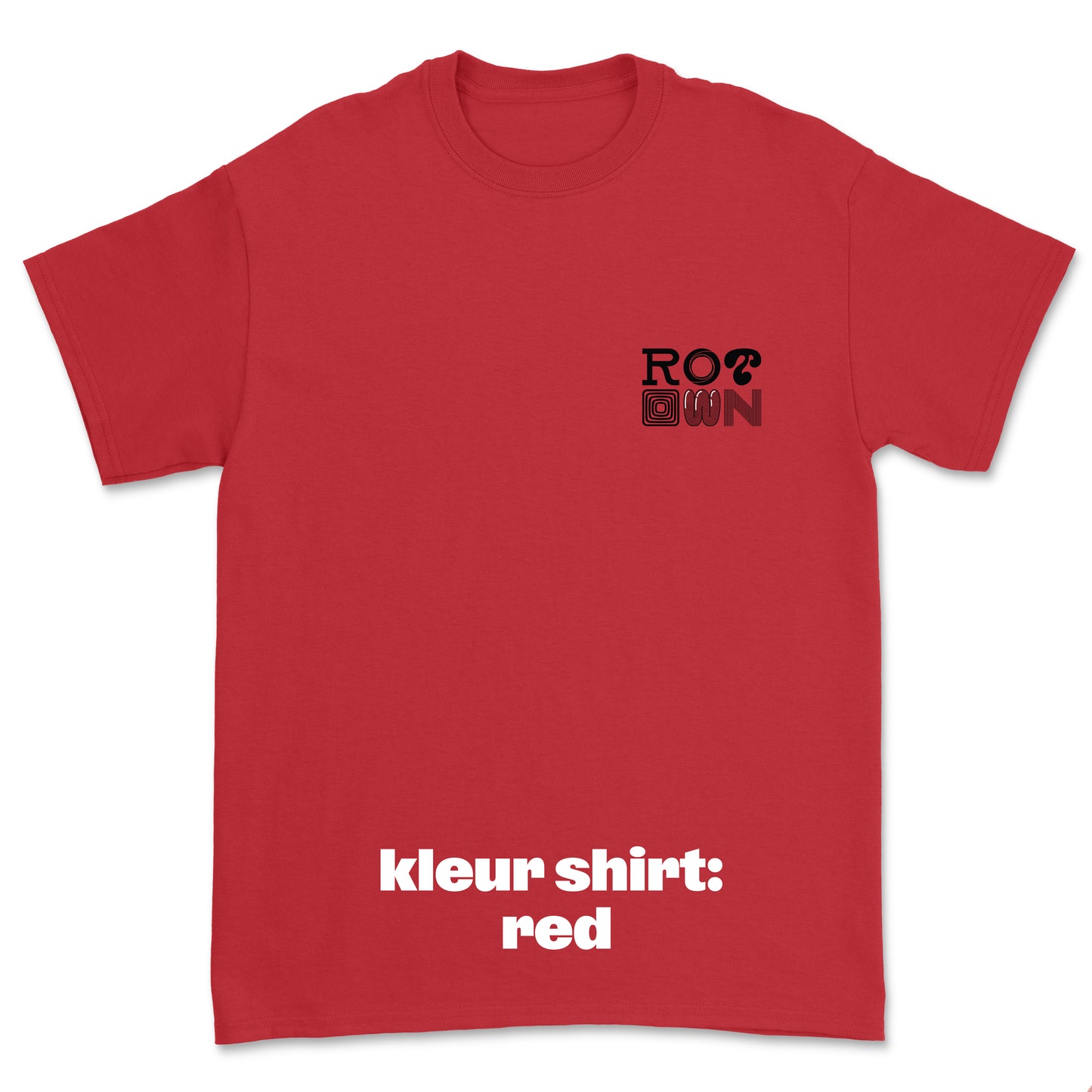 T-shirt 'Rotown Letters' • Klein zwart logo borst