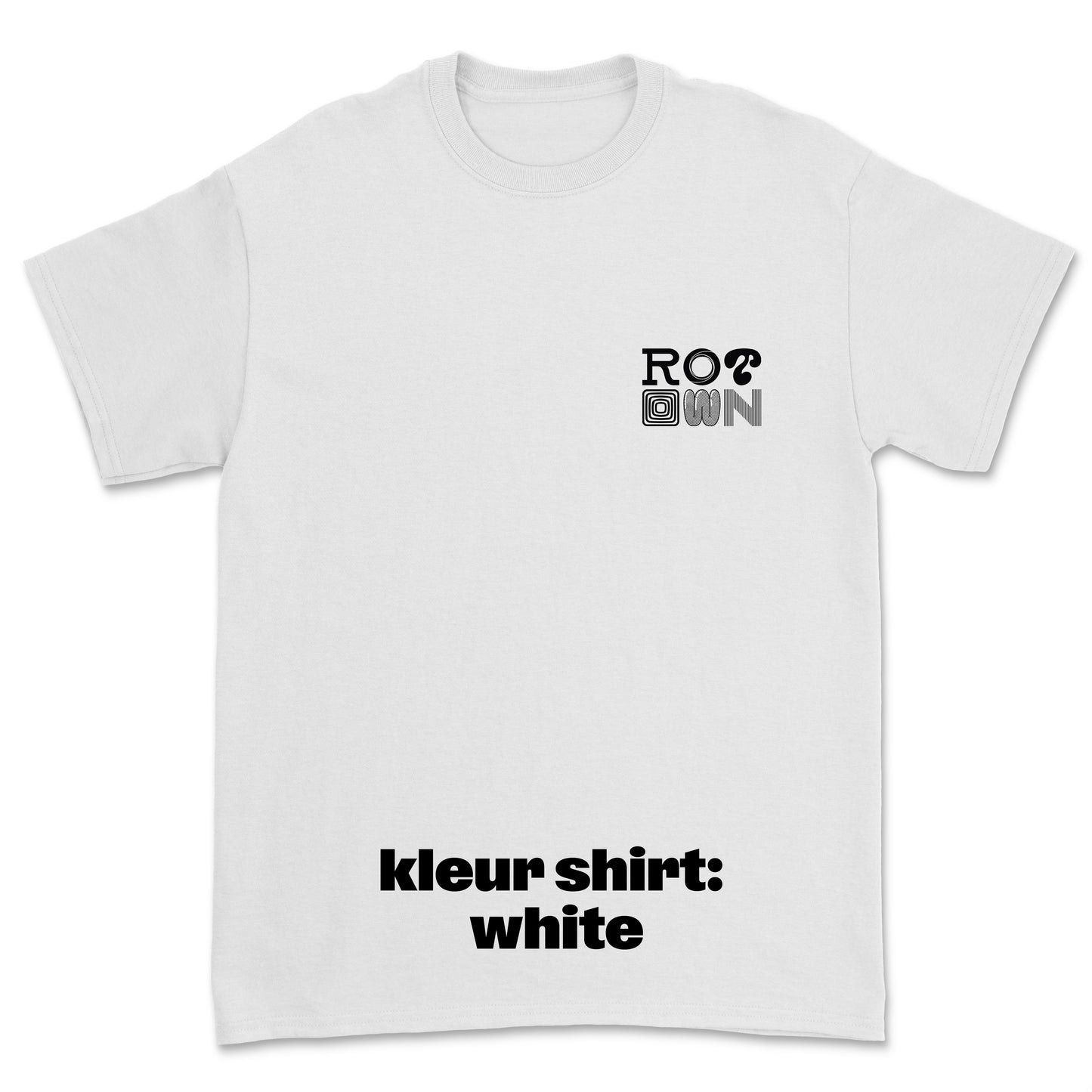 T-shirt 'Rotown Letters' • Klein zwart logo borst