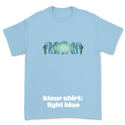 T-shirt 'Rotown Vuur' • Groot groen logo