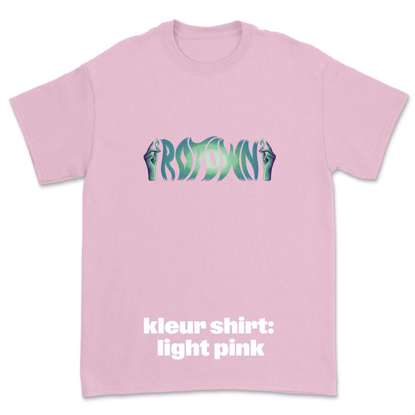 T-shirt 'Rotown Vuur' • Groot groen logo