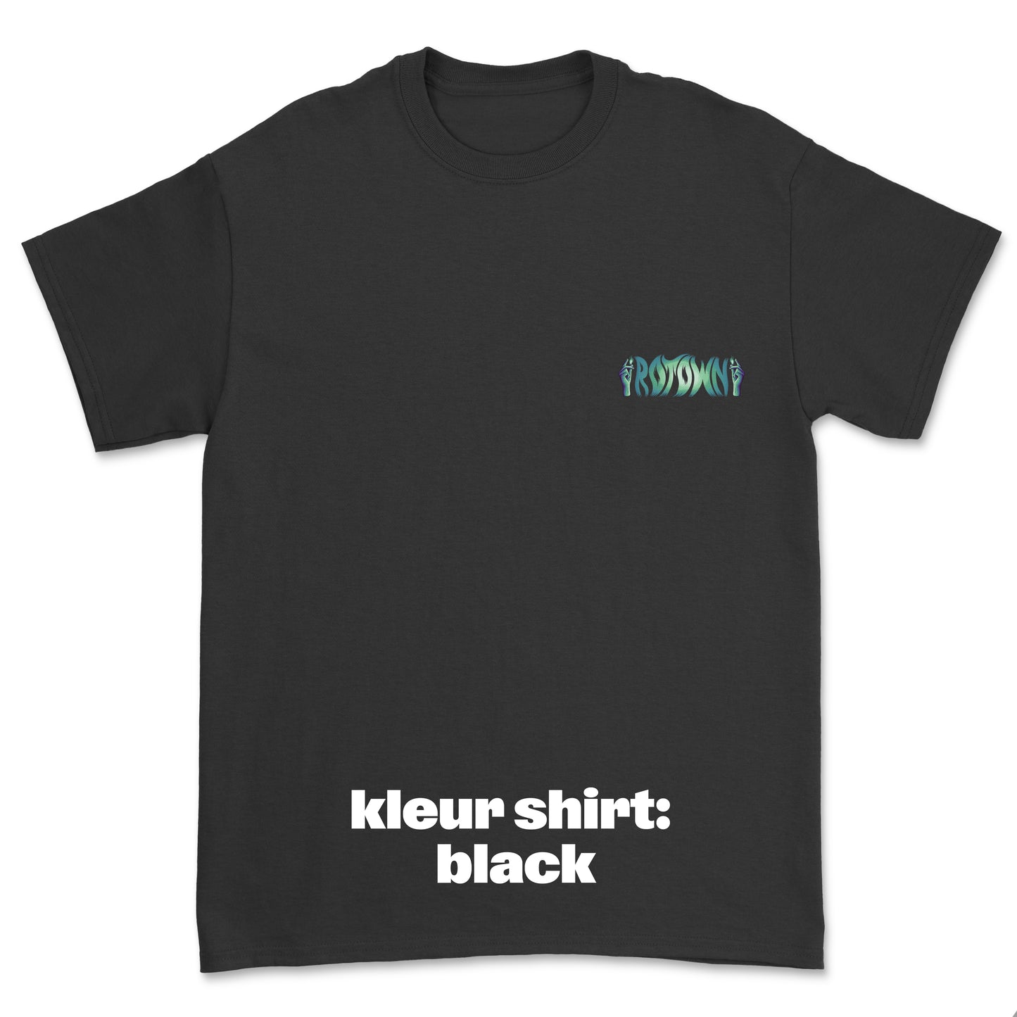 T-shirt 'Rotown Vuur' • klein groen logo borst