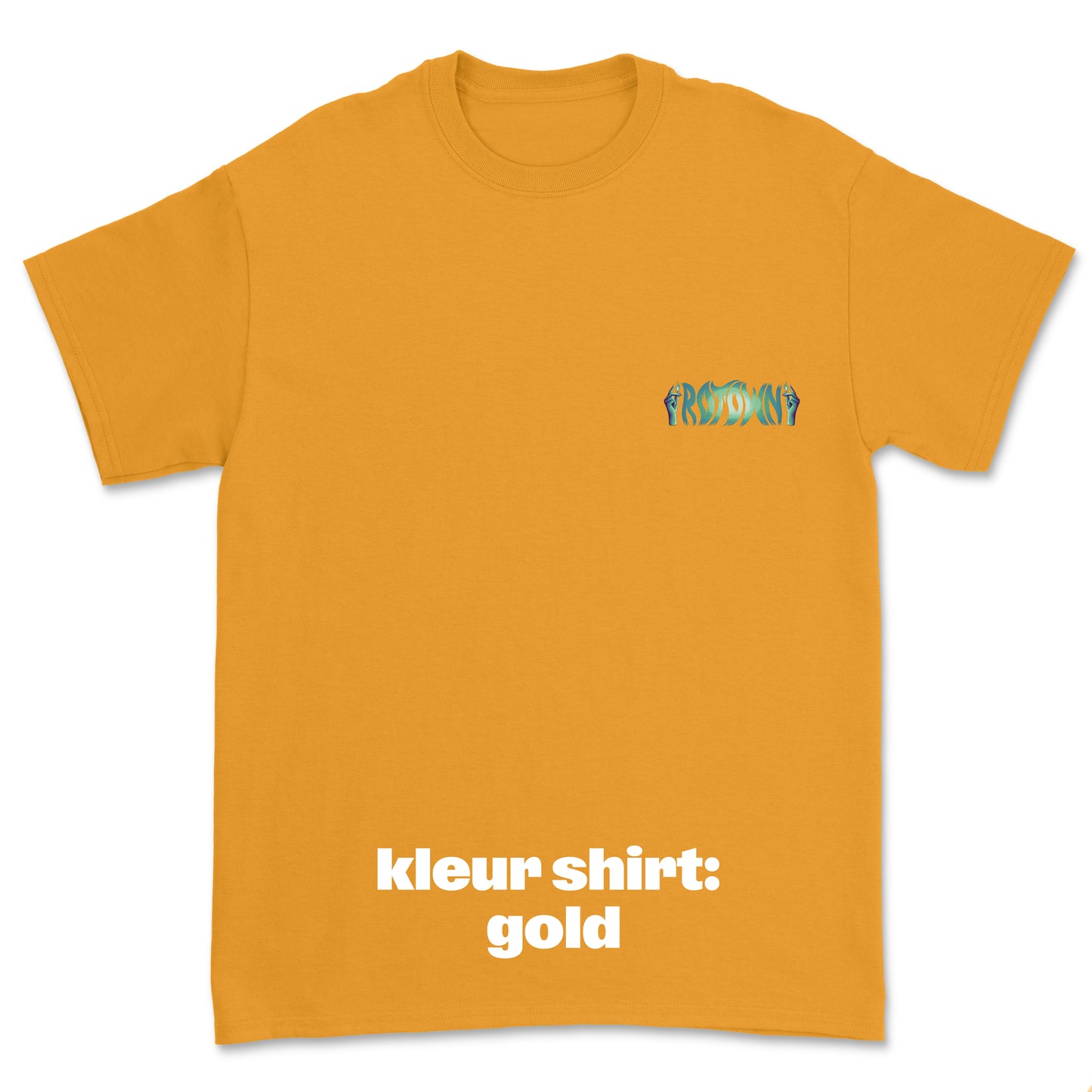 T-shirt 'Rotown Vuur' • klein groen logo borst