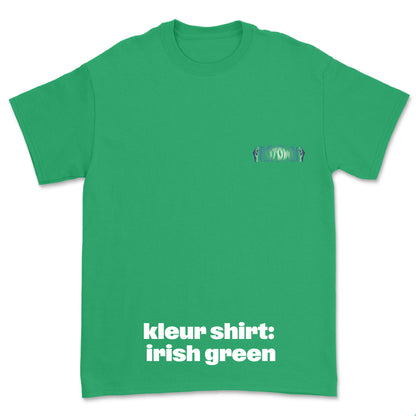 T-shirt 'Rotown Vuur' • klein groen logo borst