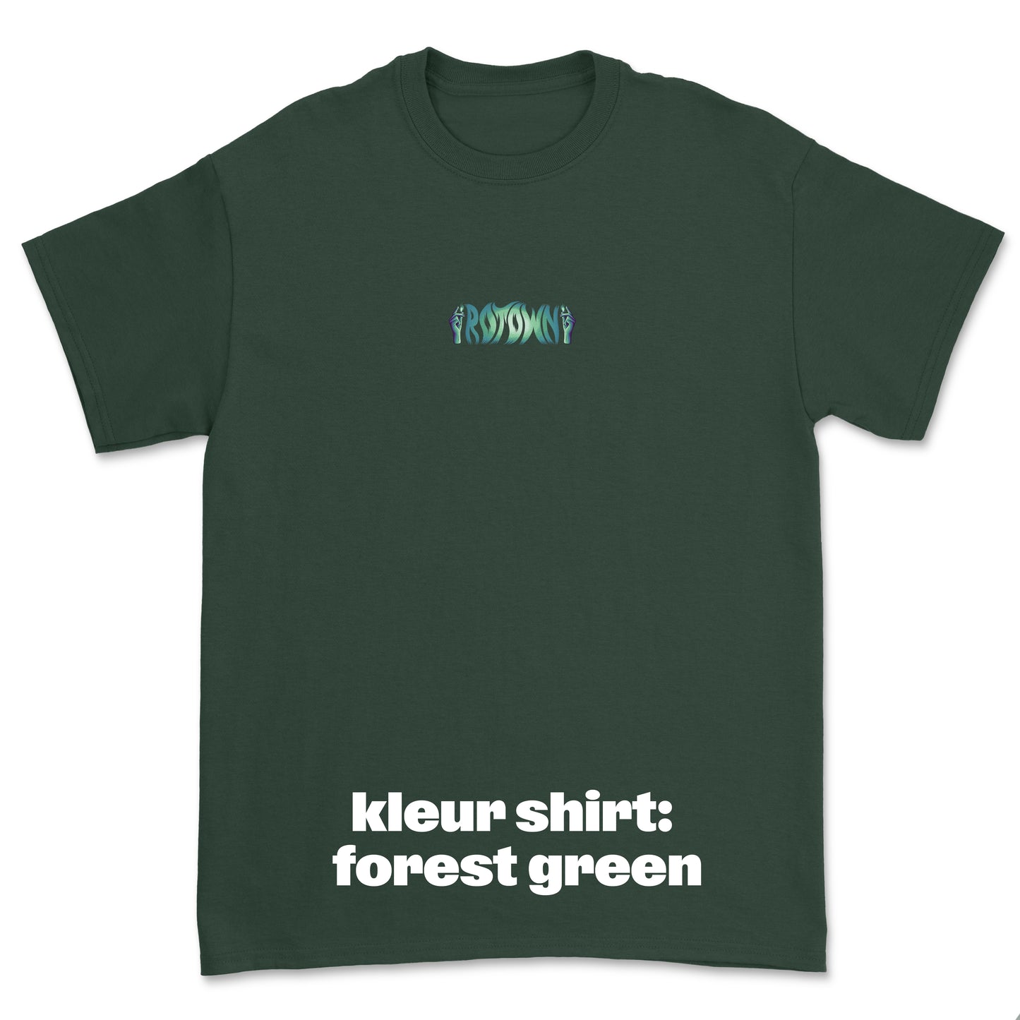 T-shirt 'Rotown Vuur' • klein groen logo midden