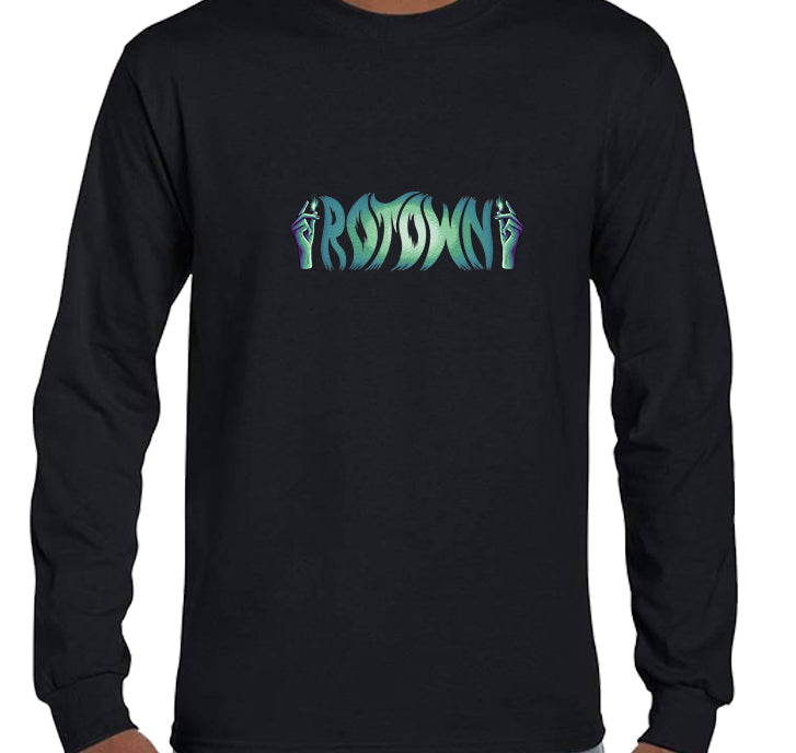 Longsleeve 'Rotown Vuur' • Groot groen logo