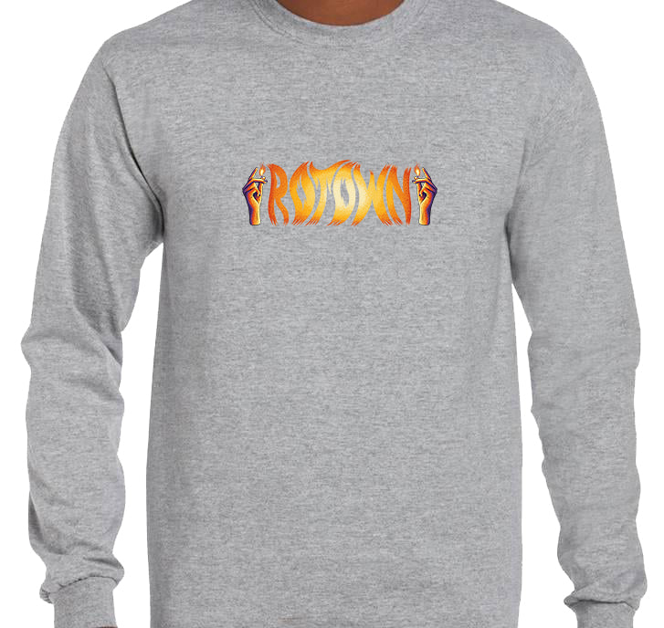 Longsleeve 'Rotown Vuur' • Groot oranje logo