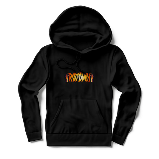Hoodie 'Rotown Vuur' • Groot oranje logo