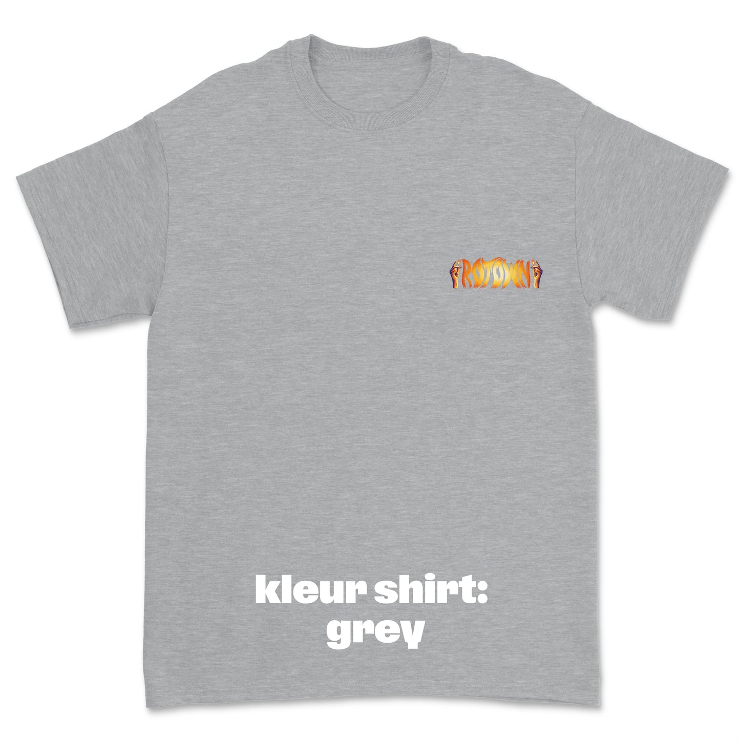 T-shirt 'Rotown Vuur' • klein oranje logo borst