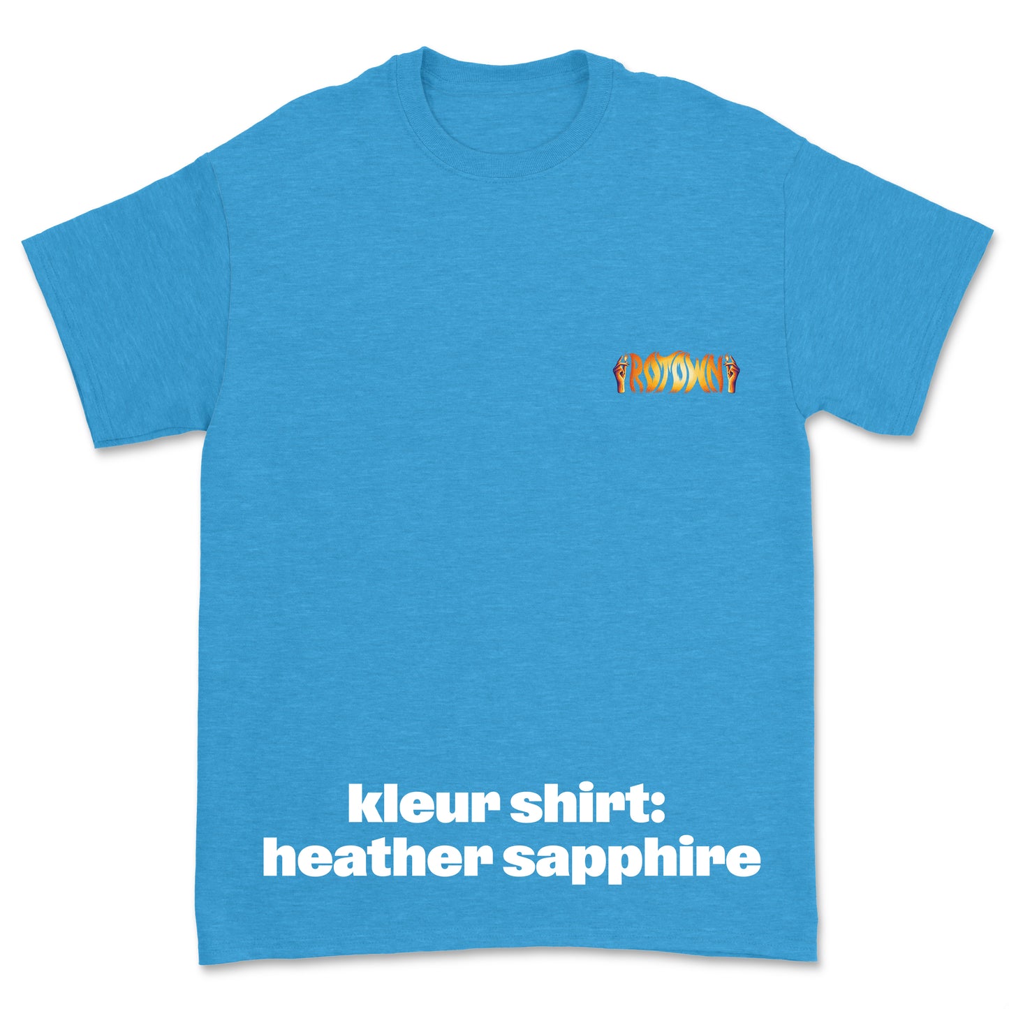 T-shirt 'Rotown Vuur' • klein oranje logo borst