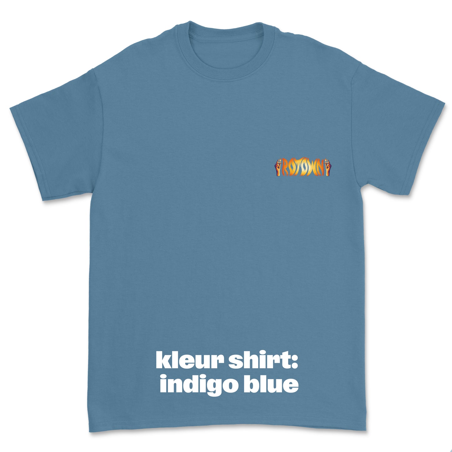 T-shirt 'Rotown Vuur' • klein oranje logo borst