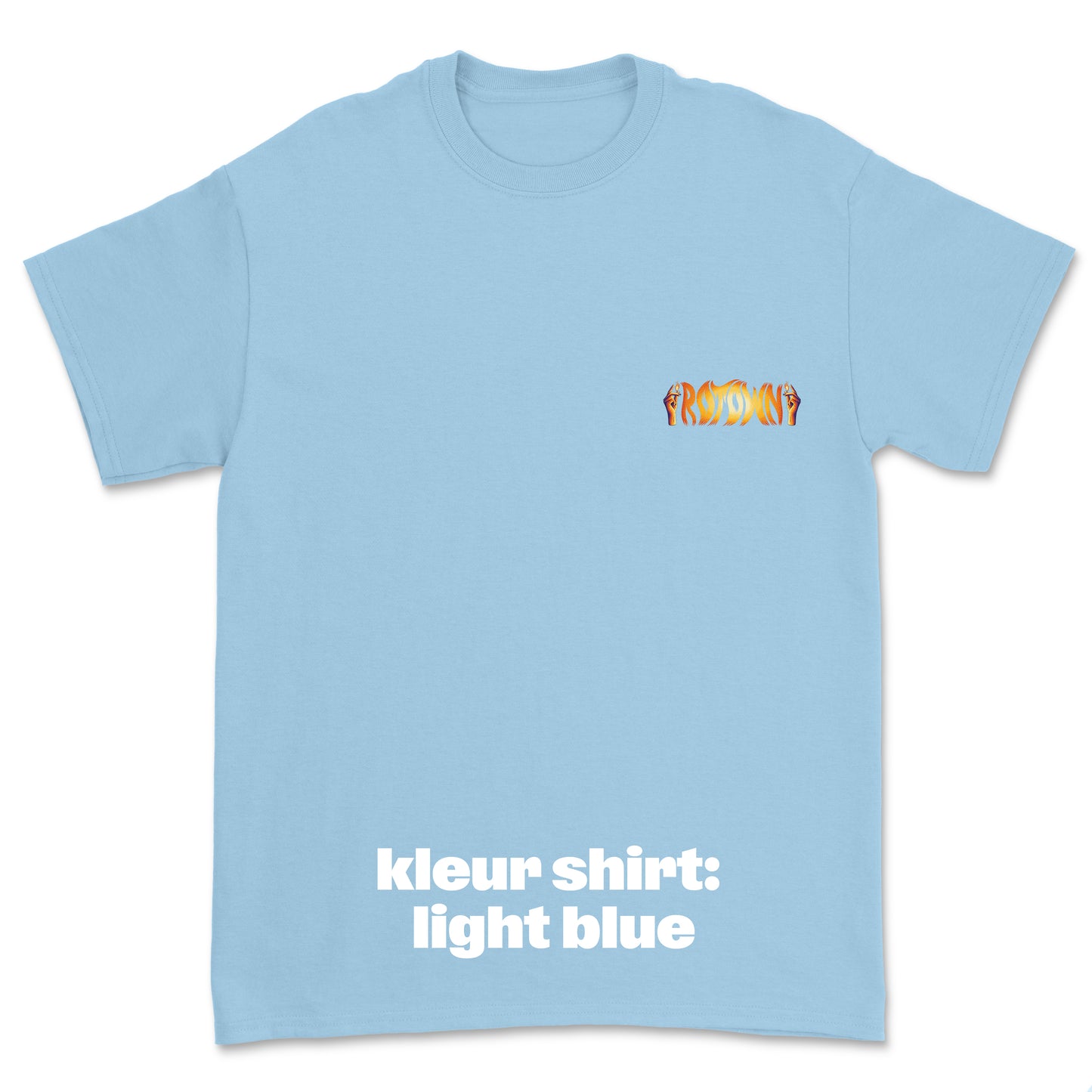 T-shirt 'Rotown Vuur' • klein oranje logo borst