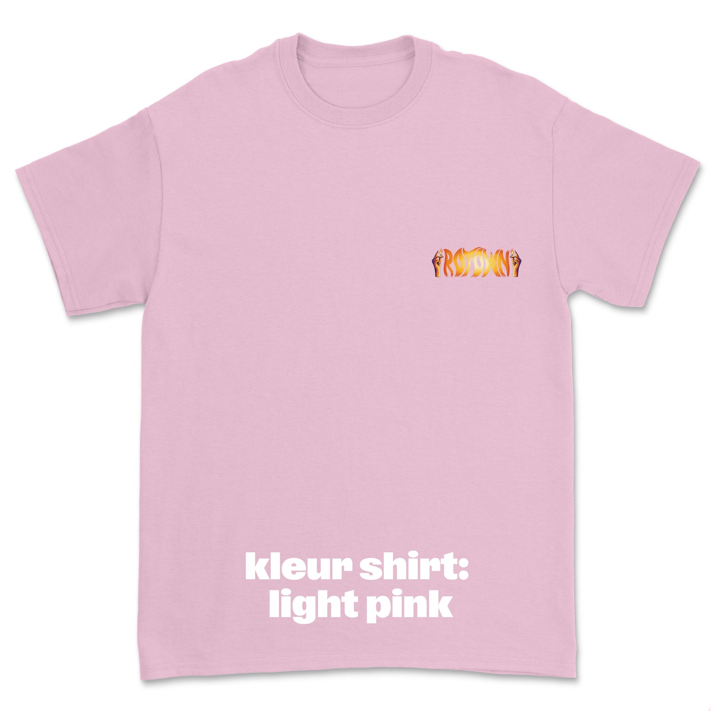 T-shirt 'Rotown Vuur' • klein oranje logo borst