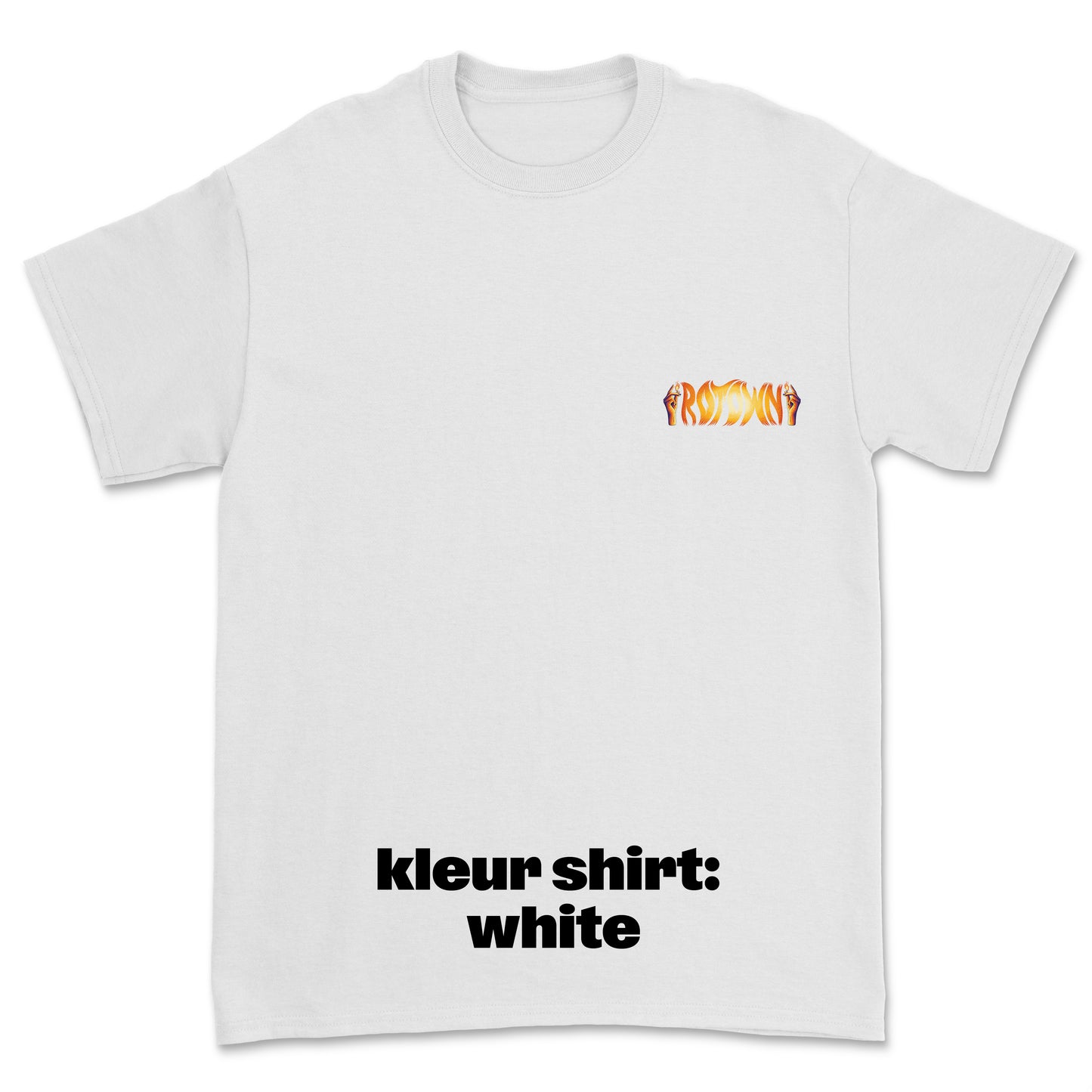 T-shirt 'Rotown Vuur' • klein oranje logo borst