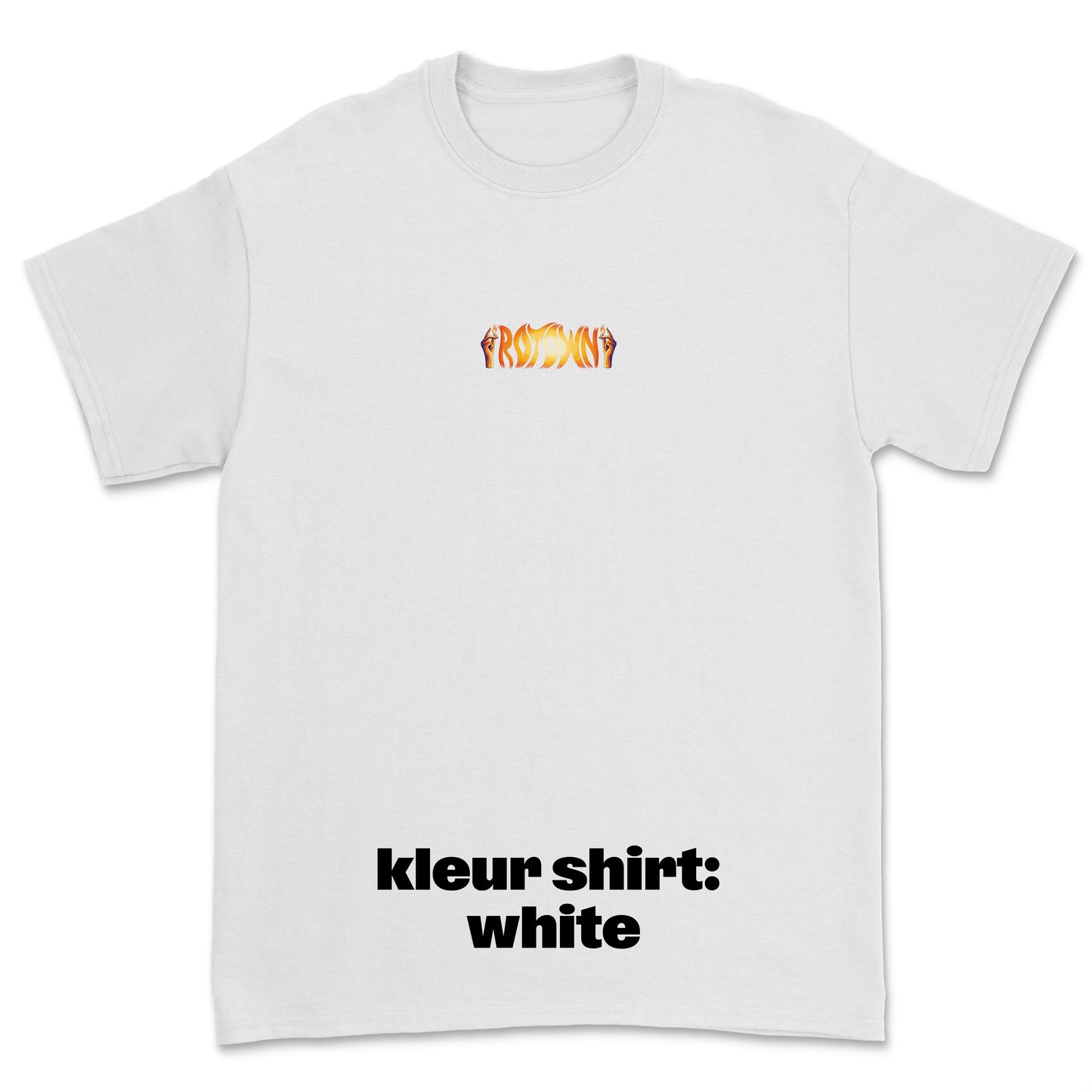 T-shirt 'Rotown Vuur' • klein oranje logo midden