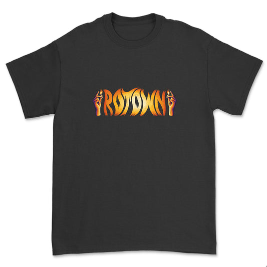 T-shirt 'Rotown Vuur' • Groot oranje logo
