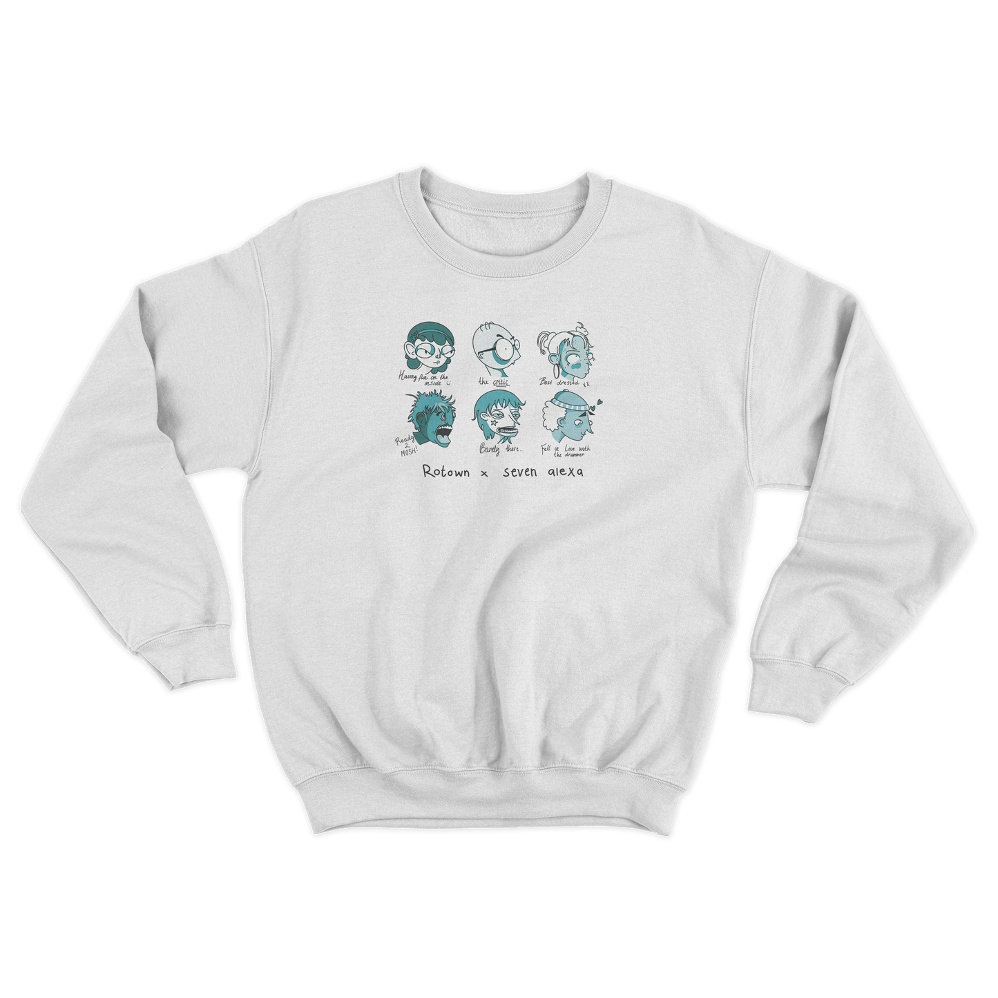 Sweater 'Rotown Concertgangers' • Groen met zwarte tekst