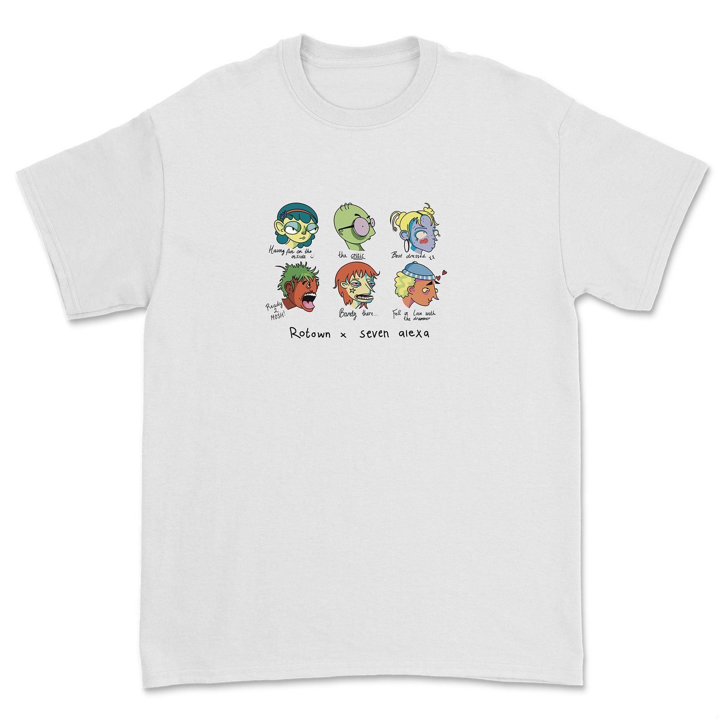 T-shirt 'Rotown Concertgangers' • Kleur met zwarte tekst