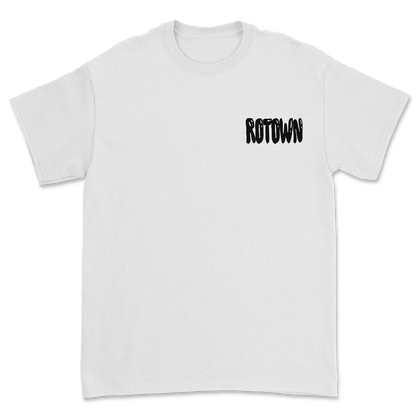 T-shirt 'Rotown Ballonletters' • zwart logo borst