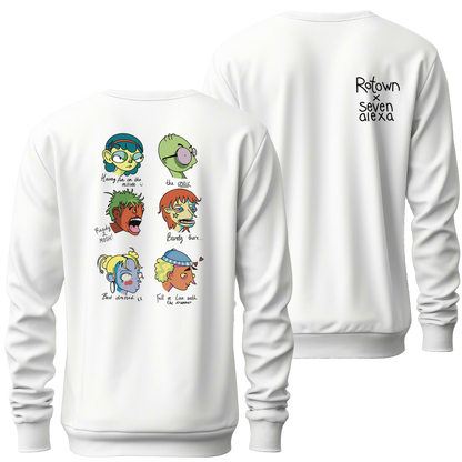 Sweater 'Rotown Concertgangers' • Voor- en achterkant • Kleur met zwarte tekst