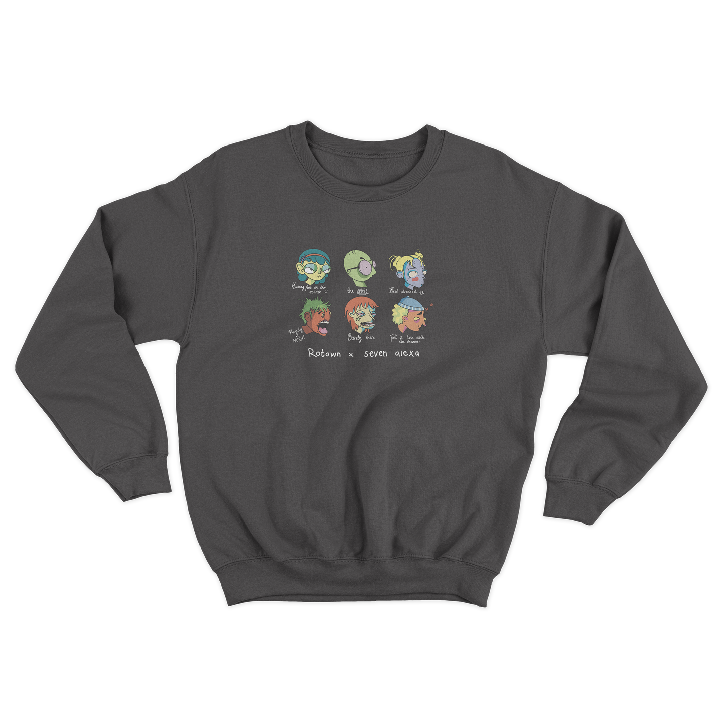Sweater 'Rotown Concertgangers' • Kleur met witte tekst