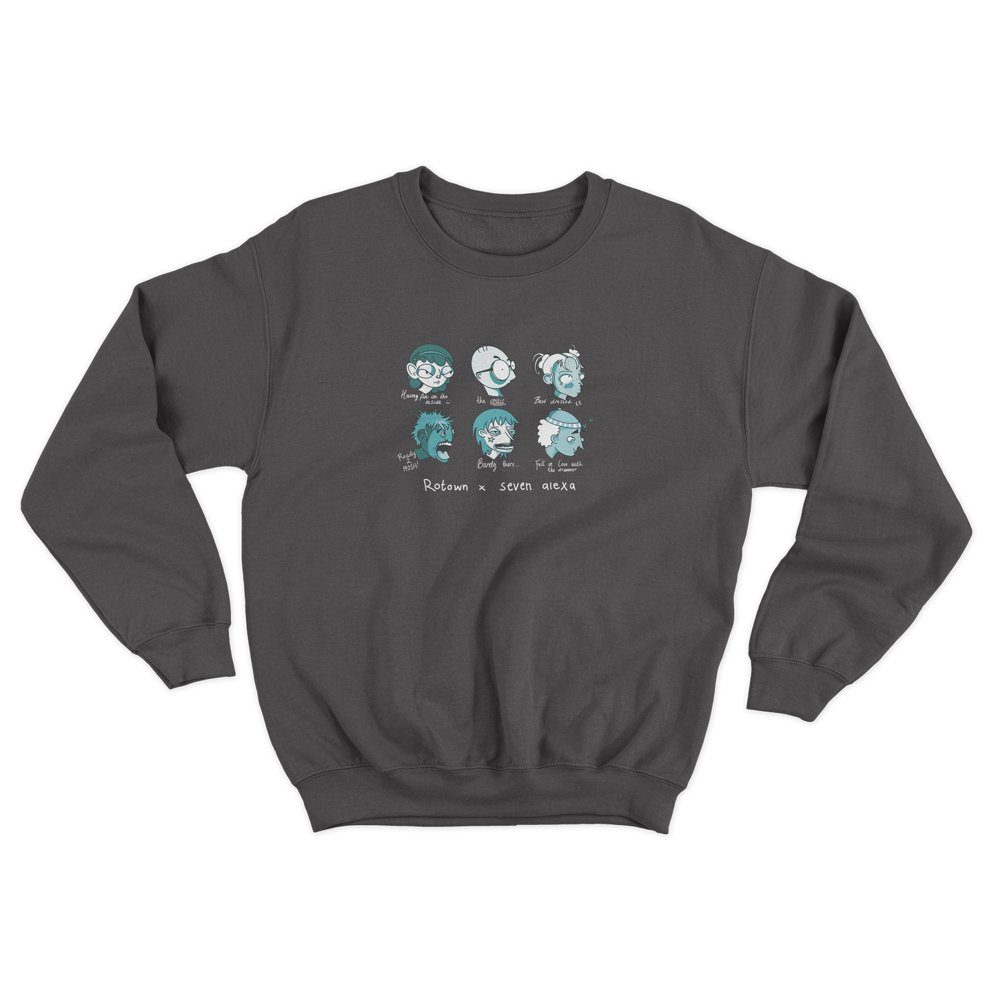 Sweater 'Rotown Concertgangers' • Groen met witte tekst