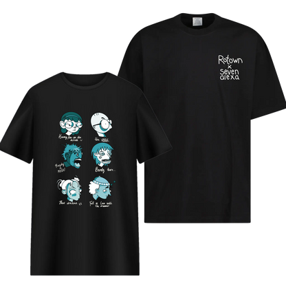 T-shirt 'Rotown Concertgangers' • Voor- en achterkant • Groen met witte tekst