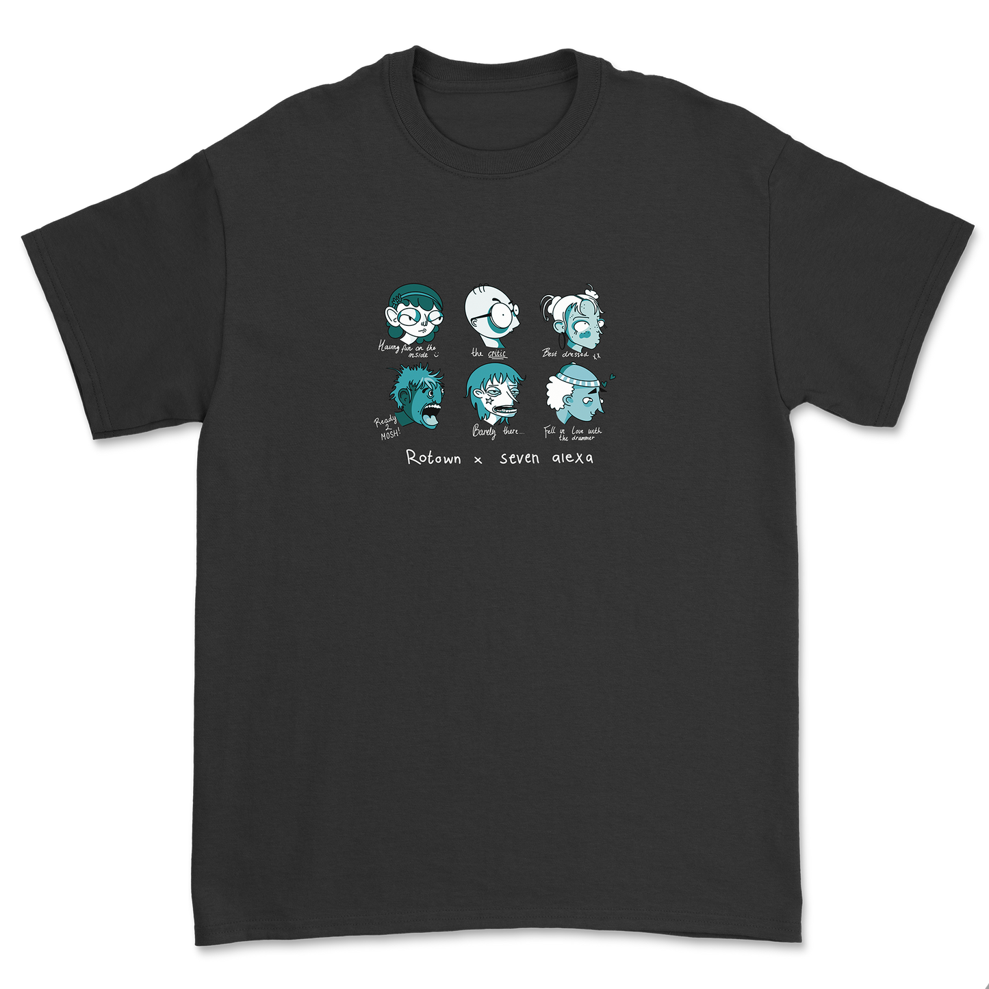 T-shirt 'Rotown Concertgangers' • Groen met witte tekst