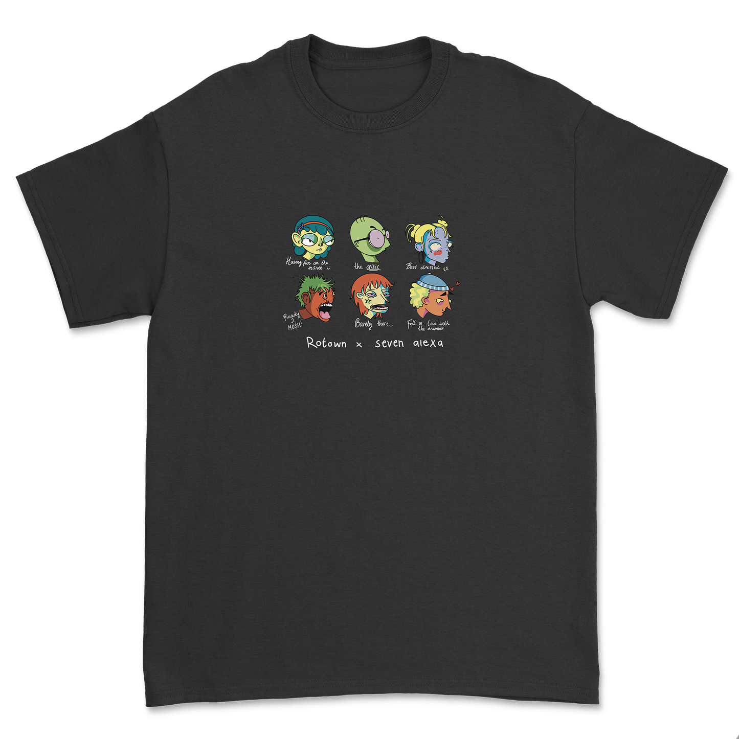 T-shirt 'Rotown Concertgangers' • Kleur met witte tekst