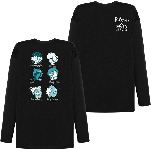 Longsleeve 'Rotown Concertgangers' • Voor- en achterkant • Groen met witte tekst