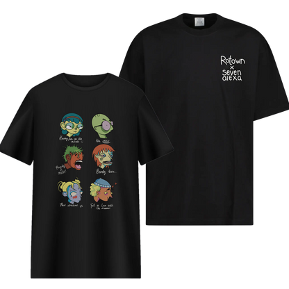 T-shirt 'Rotown Concertgangers' • Voor- en achterkant • Kleur met witte tekst